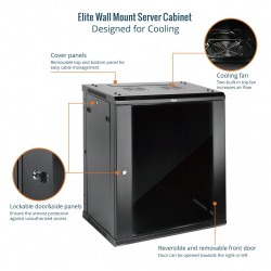 Elite 15U 600mm Depth Wall-Mount Cabinet, Glass Door Flat Pack