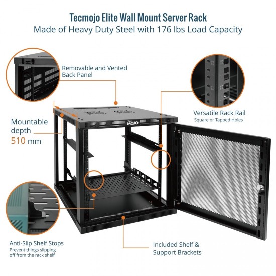 Tecmojo Elite 12U 23.62'' Depth Wall-Mount Cabinet, Mesh Door Flat Pack Tecmojo Elite 12U 23.62'' Depth Wall-Mount Cabinet, Mesh Door Flat Pack
