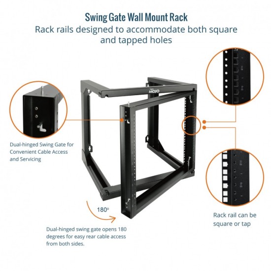 Tecmojo 9U 18'' Depth Wall Rack-Swing Gate Tecmojo 9U 18'' Depth Wall Rack-Swing Gate