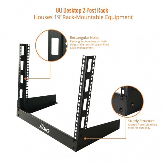 Tecmojo 8U Open Frame desktop Rack square - 2 Post Free Standing Tecmojo 8U Open Frame desktop Rack square - 2 Post Free Standing