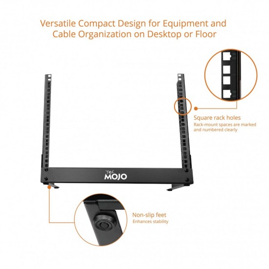 Tecmojo 8U Open Frame desktop Rack square - 2 Post Free Standing Tecmojo 8U Open Frame desktop Rack square - 2 Post Free Standing