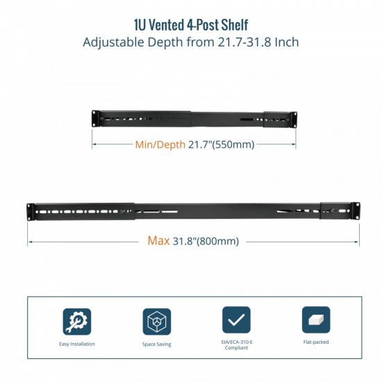 Tecmojo 1U 4-Post Vented Shelf 21.7" Deep Tecmojo 1U 4-Post Vented Shelf 21.7" Deep