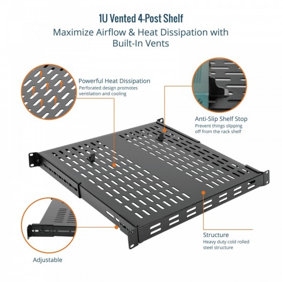 Tecmojo 1U 4-Post Vented Shelf 21.7" Deep Tecmojo 1U 4-Post Vented Shelf 21.7" Deep