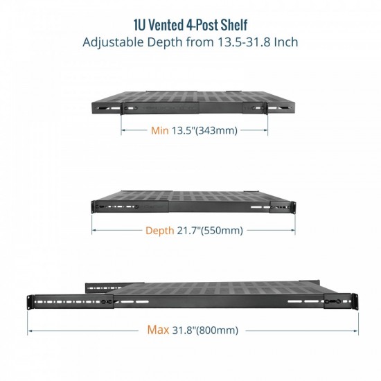 Tecmojo 1U 4-Post Vented Shelf 21.7" Deep Tecmojo 1U 4-Post Vented Shelf 21.7" Deep