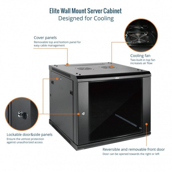 Tecmojo Elite 9U 450mm Depth Wall-Mount Cabinet, Glass Door Flat Pack Tecmojo Elite 9U 450mm Depth Wall-Mount Cabinet, Glass Door Flat Pack