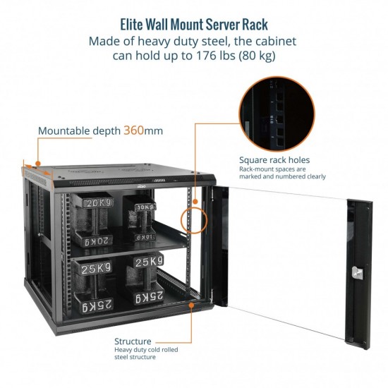 Tecmojo Elite 9U 450mm Depth Wall-Mount Cabinet, Glass Door Flat Pack Tecmojo Elite 9U 450mm Depth Wall-Mount Cabinet, Glass Door Flat Pack