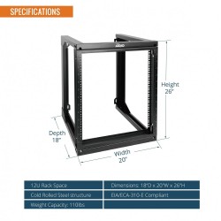 Tecmojo 12U 18'' Depth Wall Rack-Swing Gate