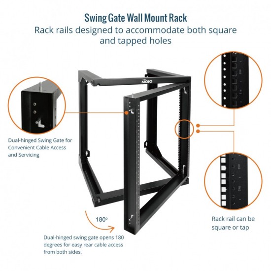 Tecmojo 12U 18'' Depth Wall Rack-Swing Gate Tecmojo 12U 18'' Depth Wall Rack-Swing Gate