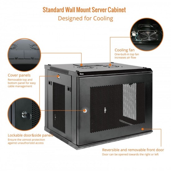STANDARD 9U 450MM DEPTH WALL-MOUNT CABINET MESH DOOR BLACK FLAT PACK STANDARD 9U 450MM DEPTH WALL-MOUNT CABINET MESH DOOR BLACK FLAT PACK