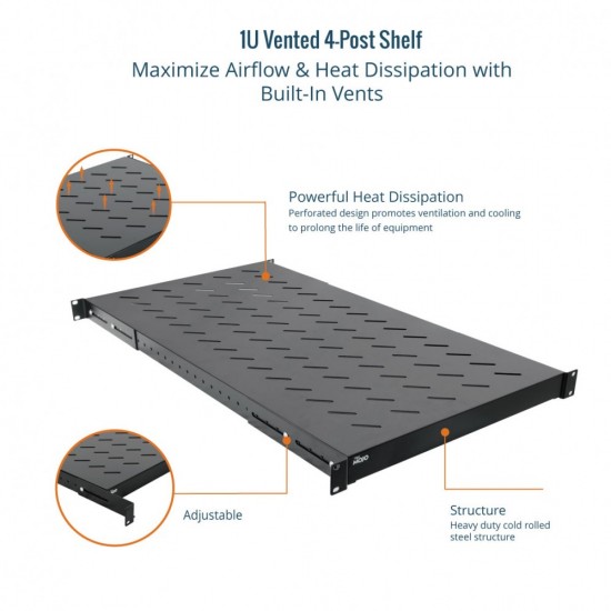 1U VENTED 4-POST SHELF 32" (800MM) DEEP 1U VENTED 4-POST SHELF 32" (800MM) DEEP
