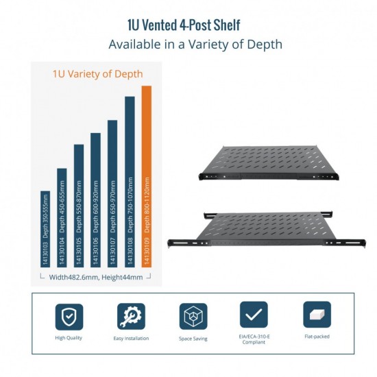1U VENTED 4-POST SHELF 32" (800MM) DEEP 1U VENTED 4-POST SHELF 32" (800MM) DEEP